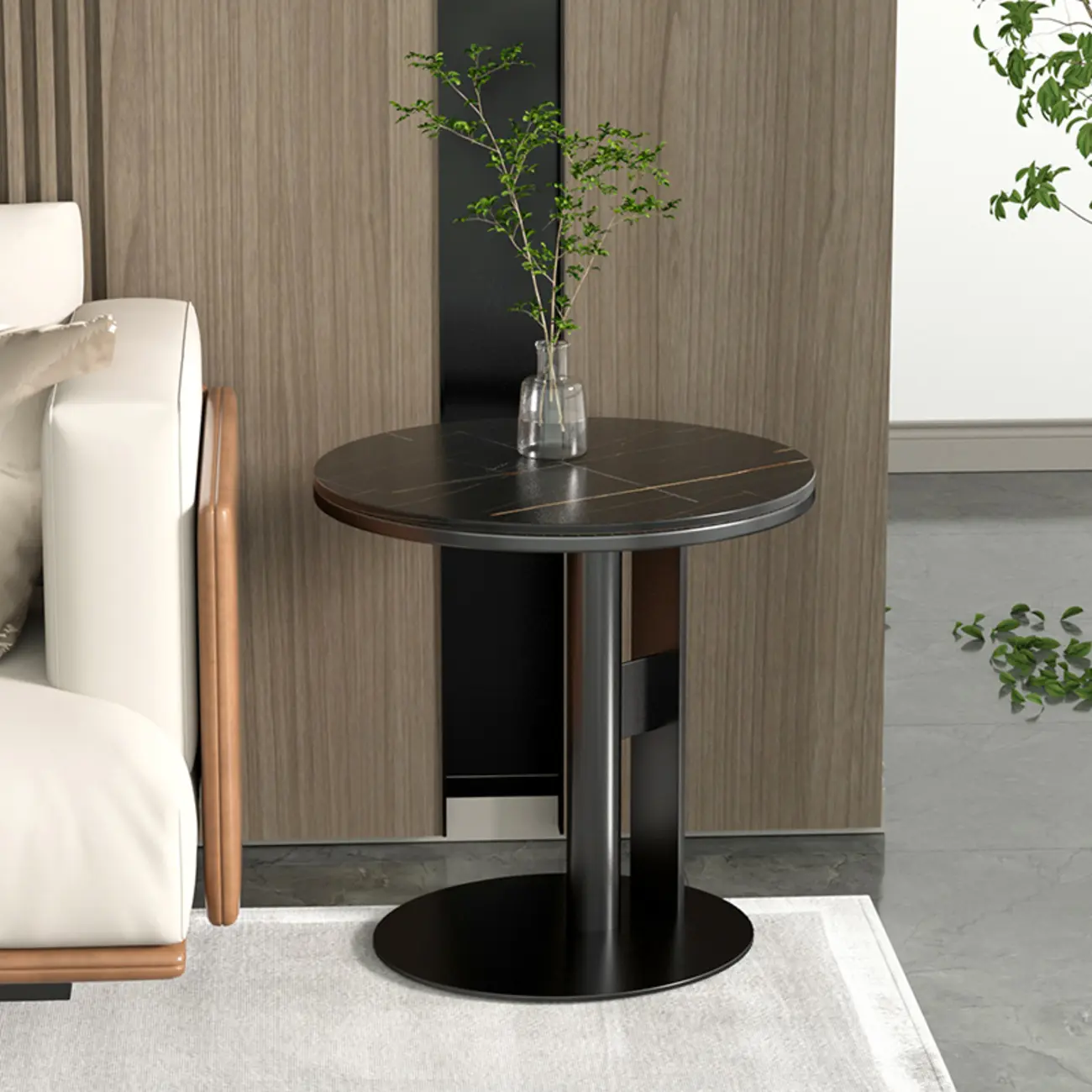 Stylish Marble-Top Steel Small C-Shaped Side Table Image - 3 | homeyfad
