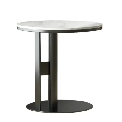 Stylish Marble-Top Steel Small C-Shaped Side Table Image - 8