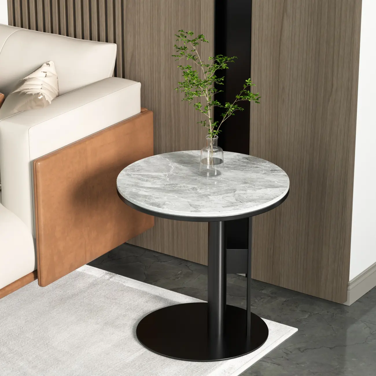 Stylish Marble-Top Steel Small C-Shaped Side Table Image - 4 | homeyfad