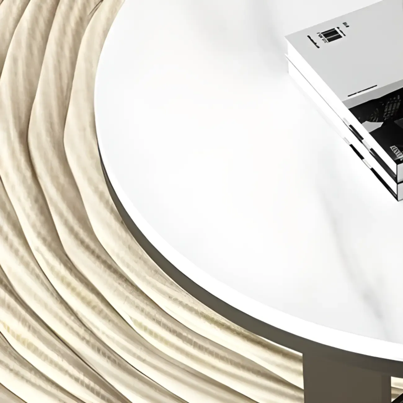 Stylish Marble-Top Steel Small C-Shaped Side Table Image - 7