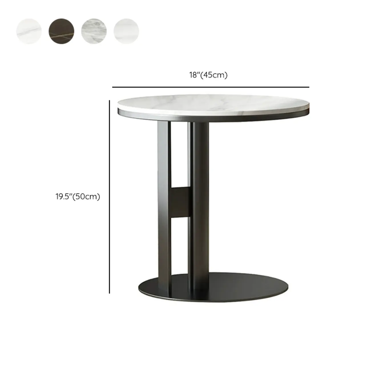 Stylish Marble-Top Steel Small C-Shaped Side Table #size