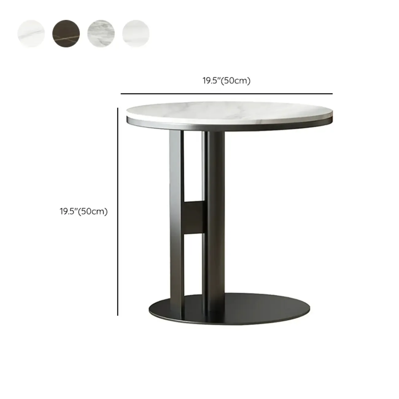 Stylish Marble-Top Steel Small C-Shaped Side Table Image - 10