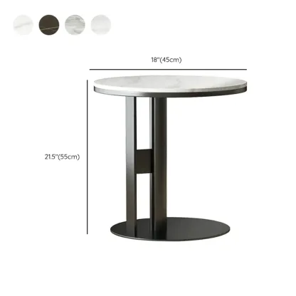 Stylish Marble-Top Steel Small C-Shaped Side Table Image - 11