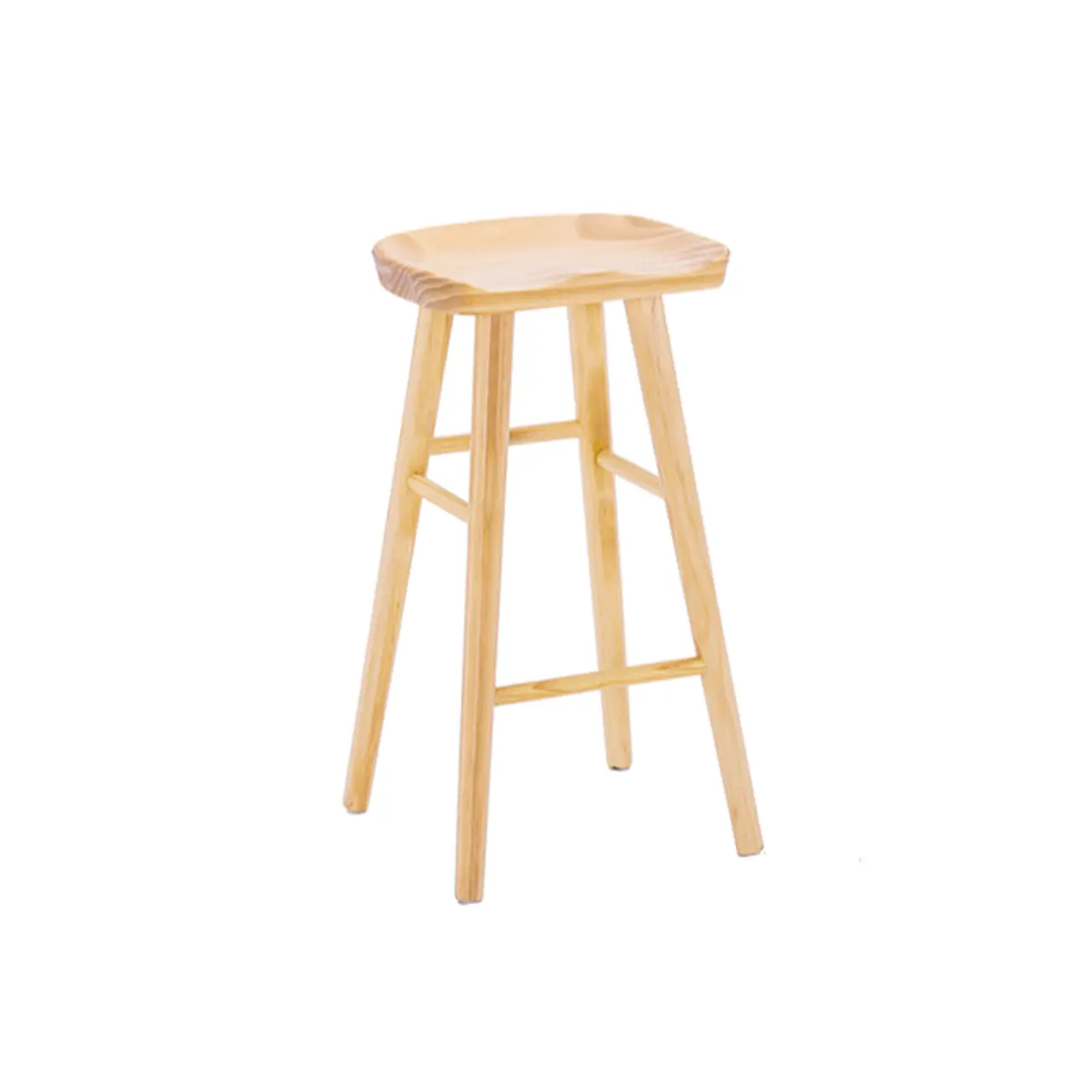 Natural Finish Backless Wooden Bar Stools Image - 3 | homeyfad