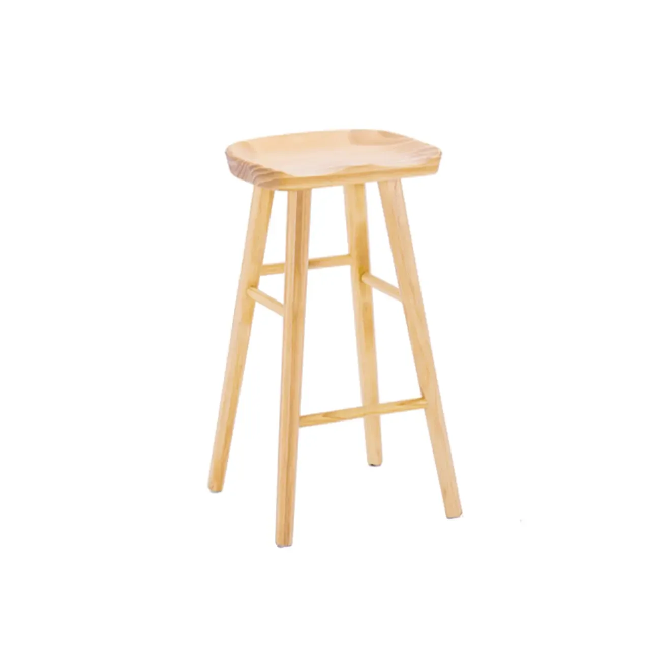 Natural Finish Backless Wooden Bar Stools Image - 3