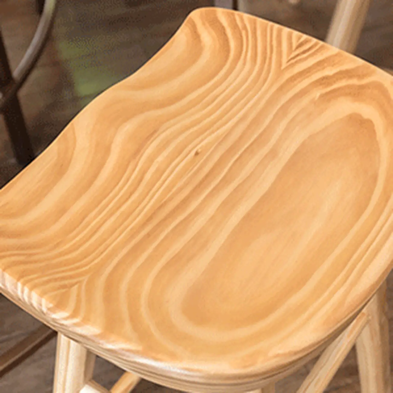 Natural Finish Backless Wooden Bar Stools Image - 4 | homeyfad