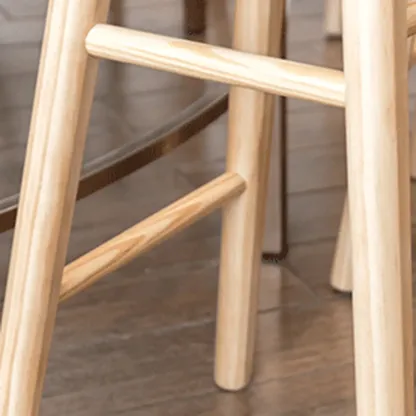 Natural Finish Backless Wooden Bar Stools Image - 5