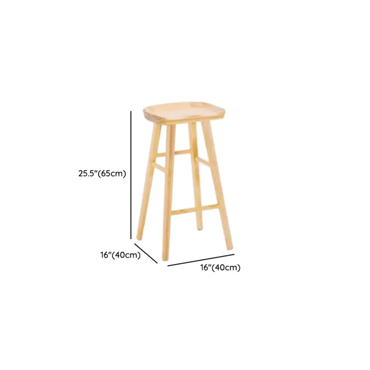 Natural Finish Backless Wooden Bar Stools #size