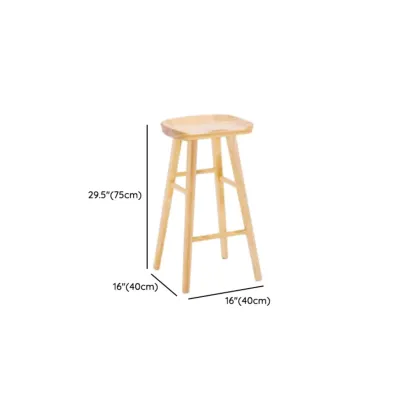 Natural Finish Backless Wooden Bar Stools Image - 7