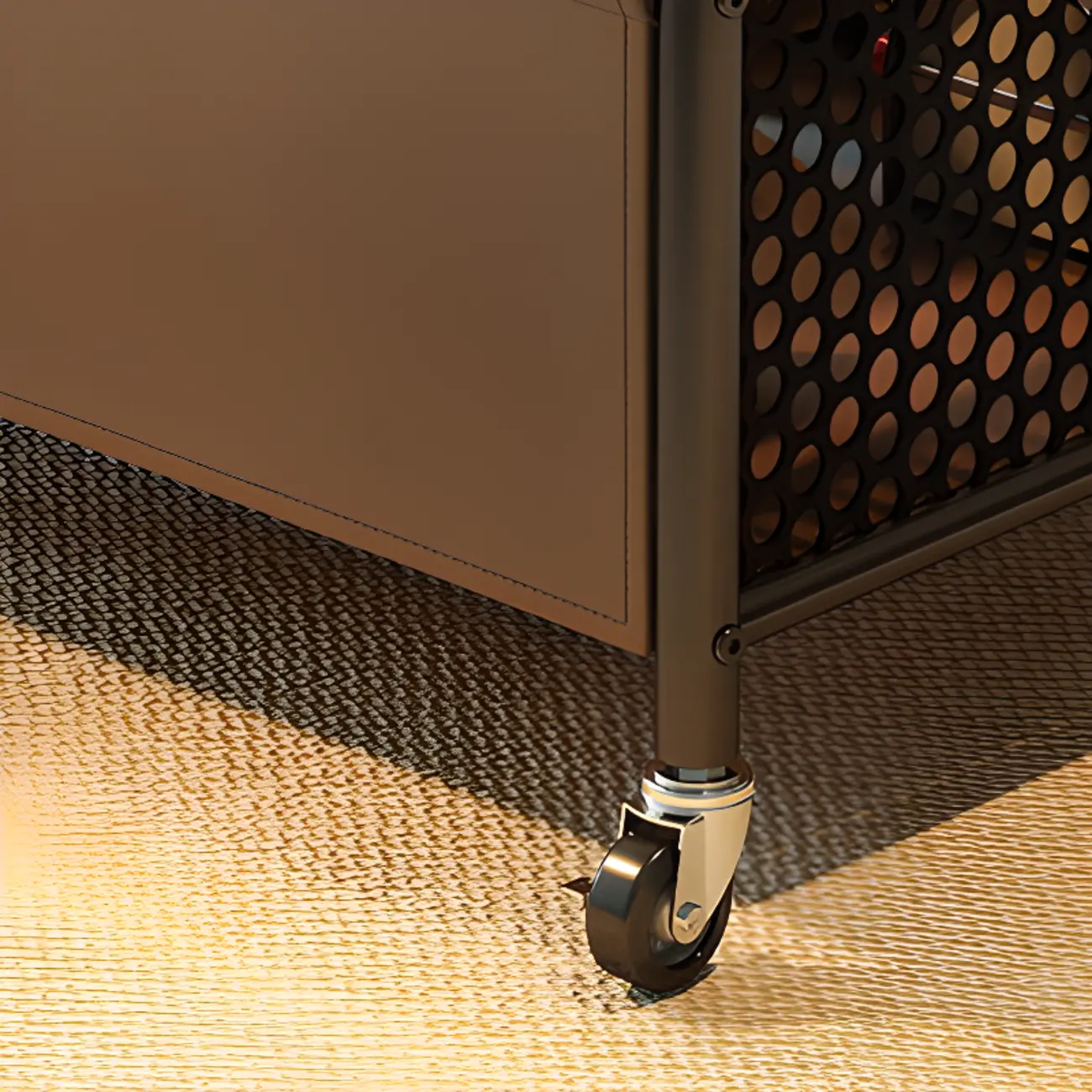 Versatile Glass-Top Metal 360° Rolling Side Table with Storage Image - 7 | homeyfad