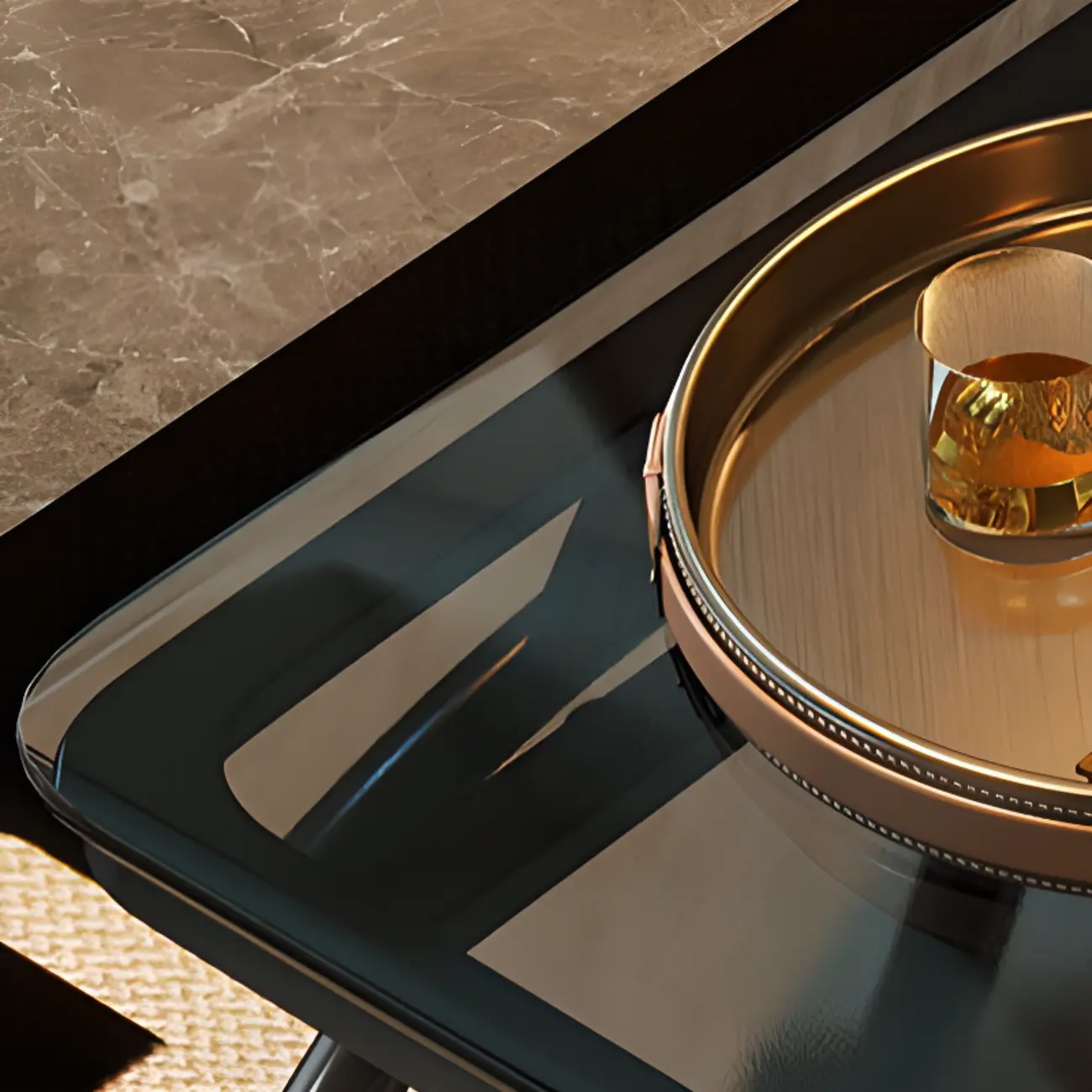 Versatile Glass-Top Metal 360° Rolling Side Table with Storage Image - 9 | homeyfad