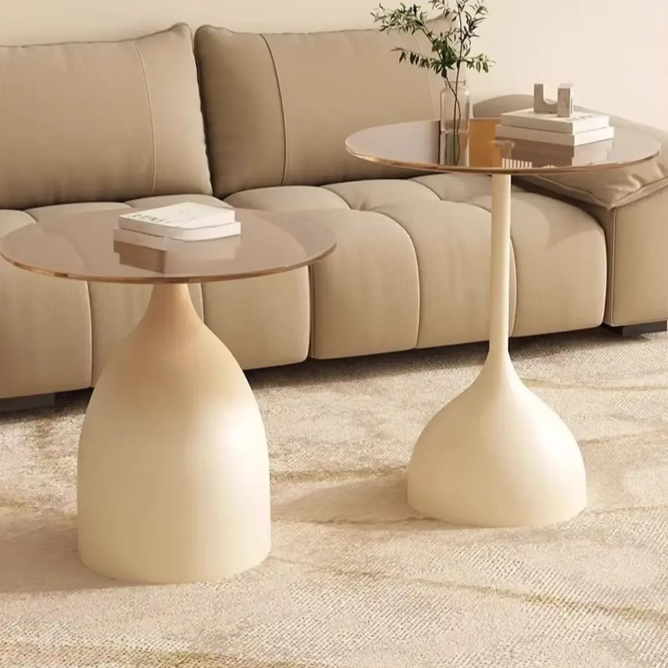 Classic Glass Pedestal Base Circular Chairside Table - Table Only Image - 1