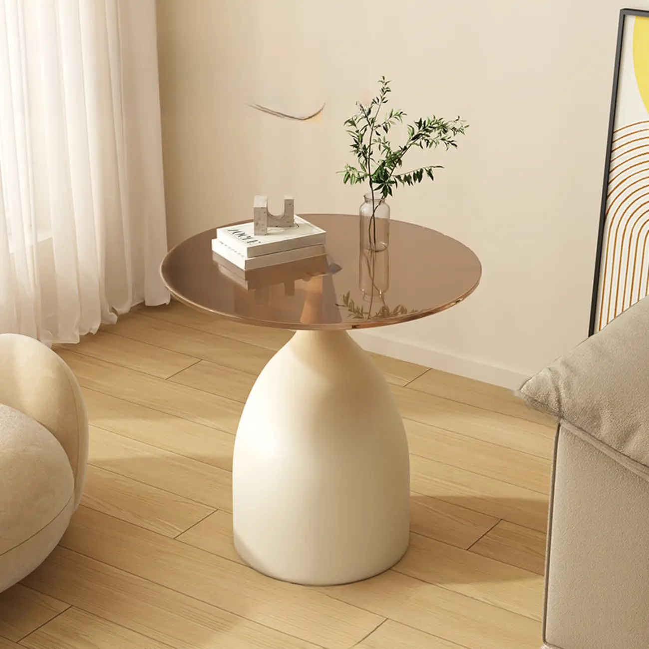 Classic Glass Pedestal Base Circular Chairside Table - Table Only Image - 5 | homeyfad