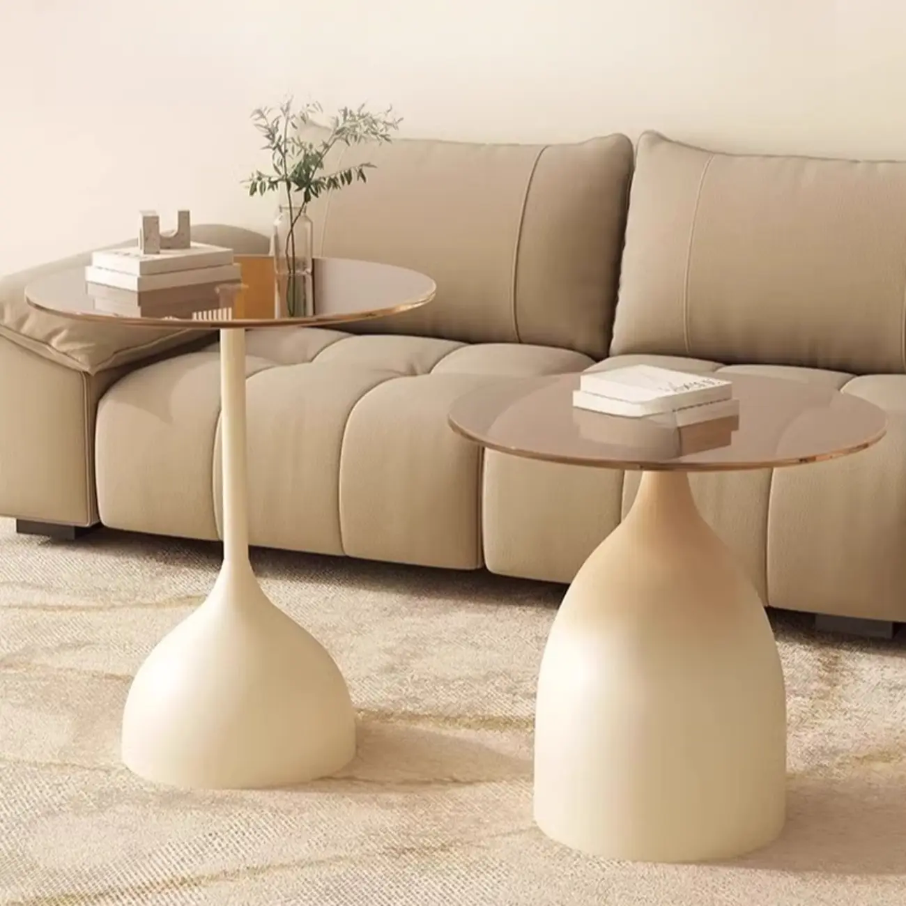 Classic Glass Pedestal Base Circular Chairside Table - Table Only Image - 6 | homeyfad