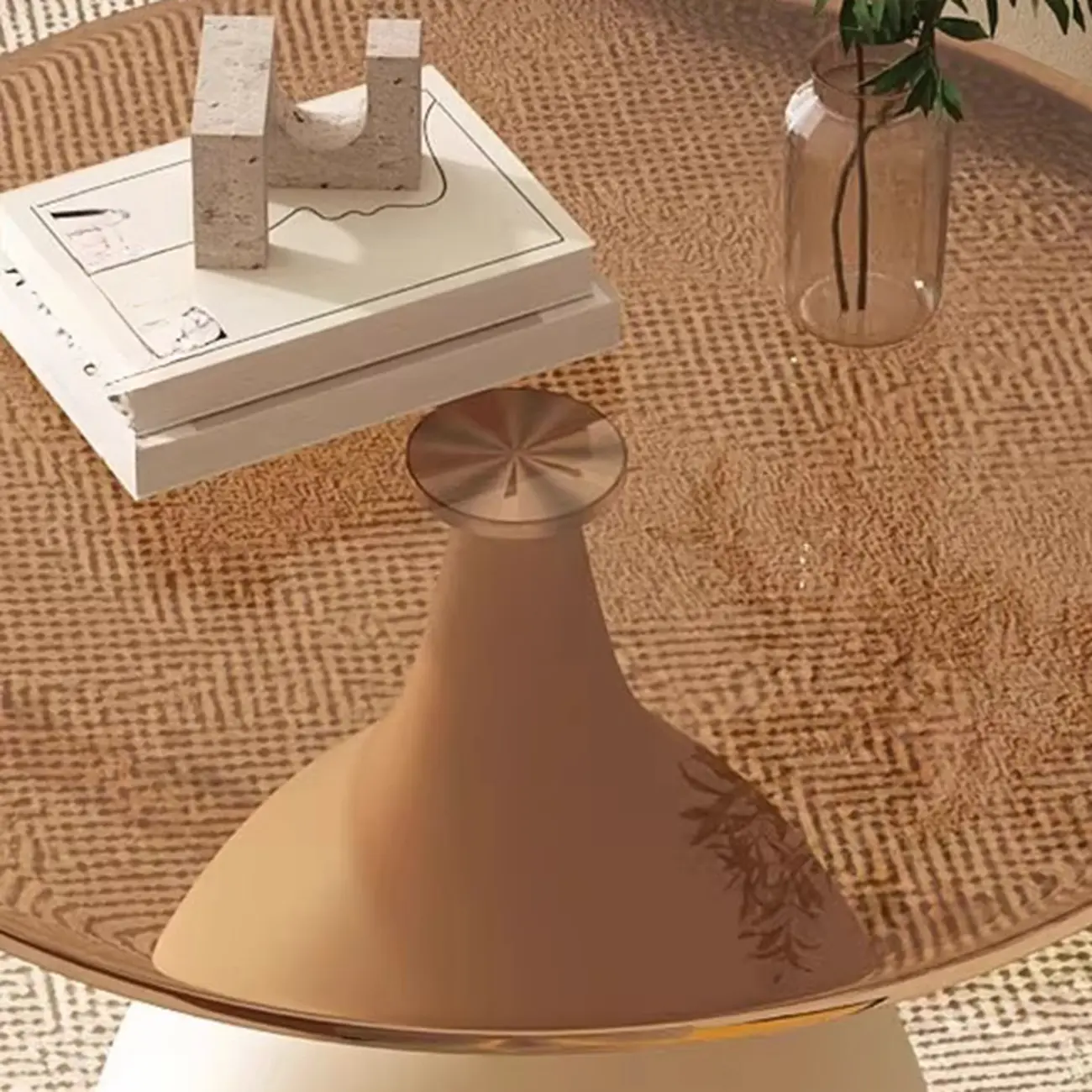 Classic Glass Pedestal Base Circular Chairside Table - Table Only Image - 8 | homeyfad