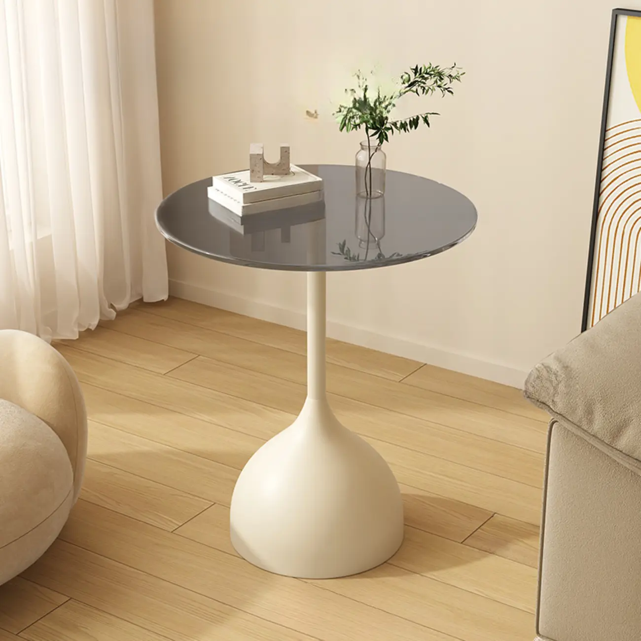 Classic Glass Pedestal Base Circular Chairside Table - Table Only Image - 9 | homeyfad