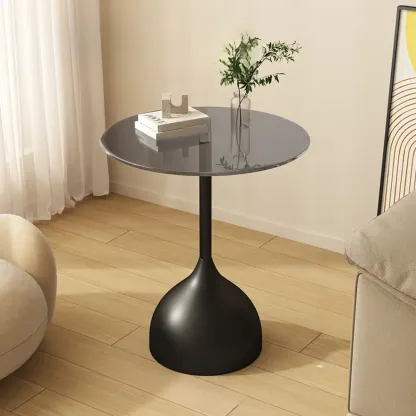 Classic Glass Pedestal Base Circular Chairside Table - Table Only Image - 11