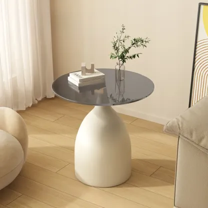 Classic Glass Pedestal Base Circular Chairside Table - Table Only Image - 12