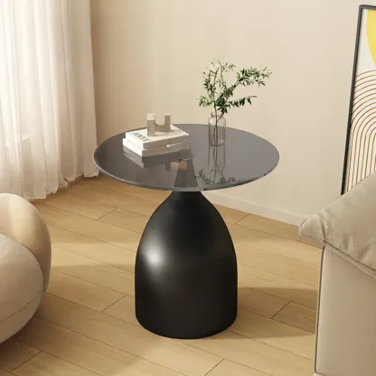 Classic Glass Pedestal Base Circular Chairside Table - Table Only Image - 13