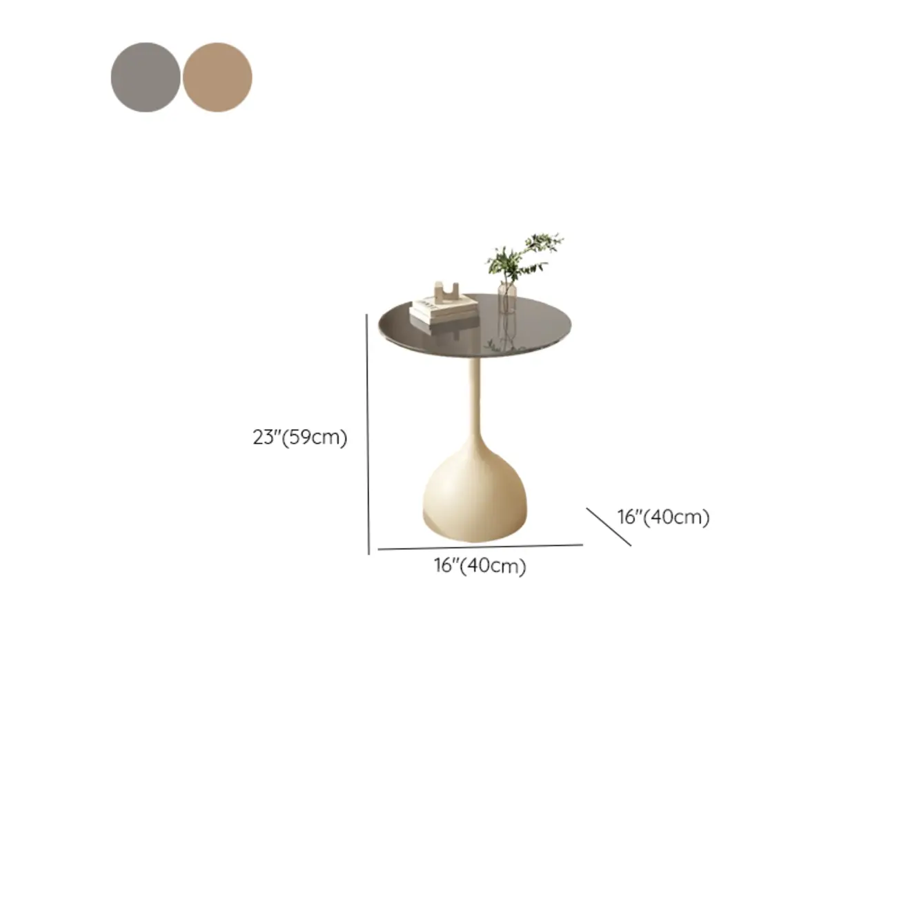 Classic Glass Pedestal Base Circular Chairside Table - Table Only #size | homeyfad