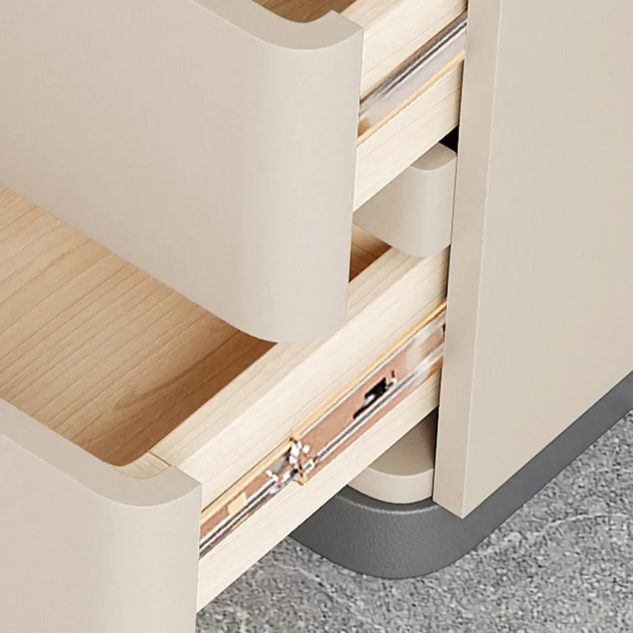 Art Deco Stone Top Nightstand with 2 Storage Drawers Image - 8