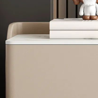 Art Deco Stone Top Nightstand with 2 Storage Drawers Image - 10