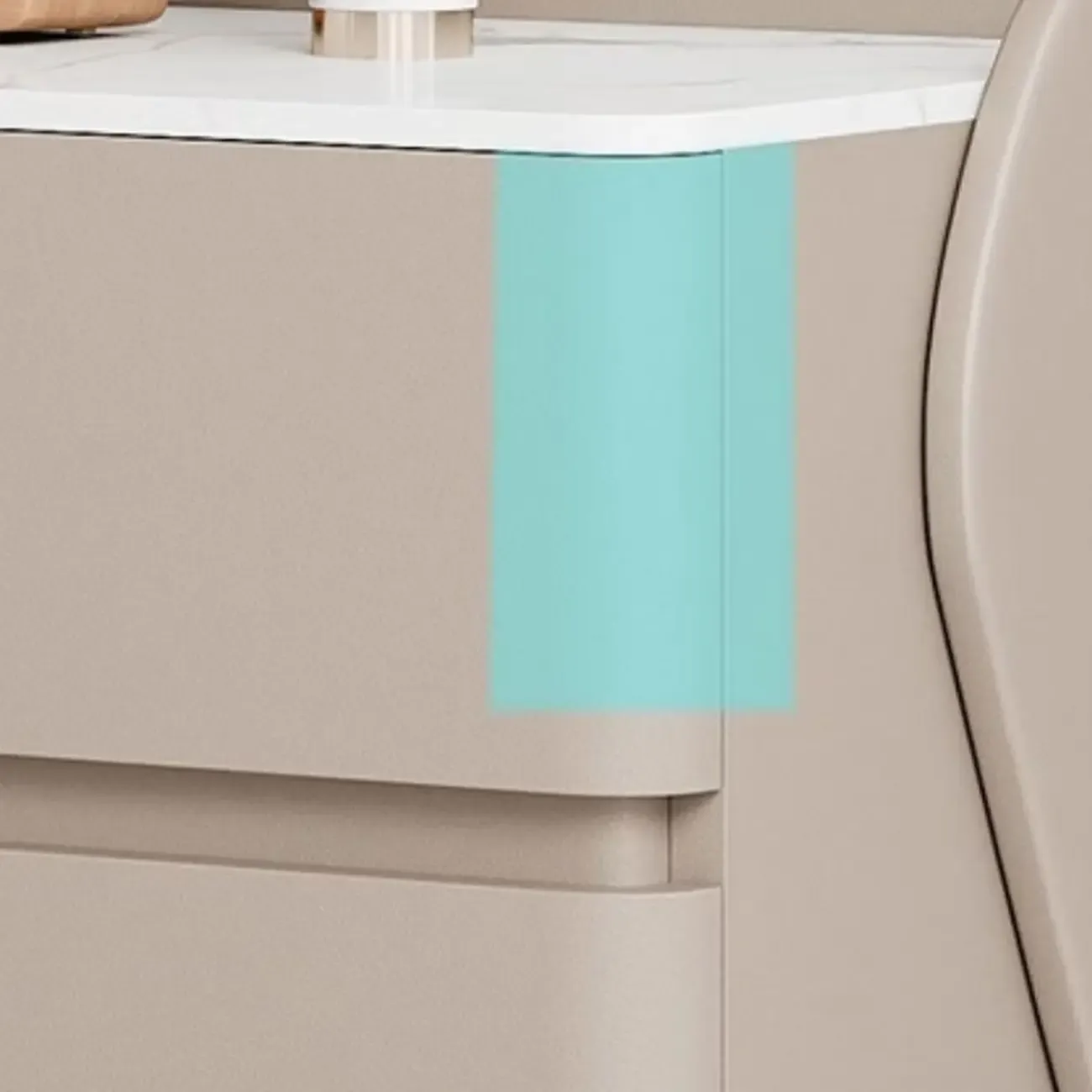 Art Deco Stone Top Nightstand with 2 Storage Drawers Image - 14