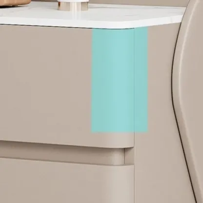 Art Deco Stone Top Nightstand with 2 Storage Drawers Image - 14