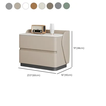 Art Deco Stone Top Nightstand with 2 Storage Drawers Image - 17