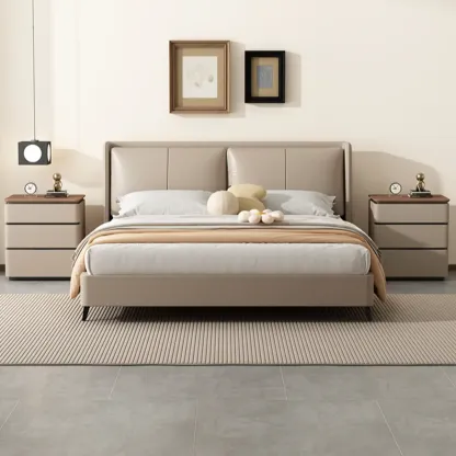 Modern Narrow Wooden Nightstand with 3 Drawers Image - 3