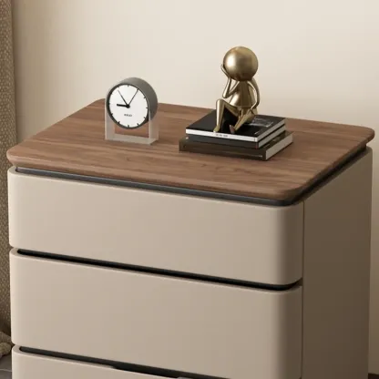 Modern Narrow Wooden Nightstand with 3 Drawers Image - 14