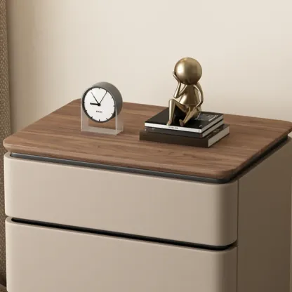 Modern Narrow Wooden Nightstand with 3 Drawers Image - 15