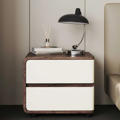 Modern Wooden Nightstand with 2 Drawers Image - 3