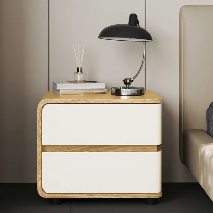 Modern Wooden Nightstand with 2 Drawers Image - 5