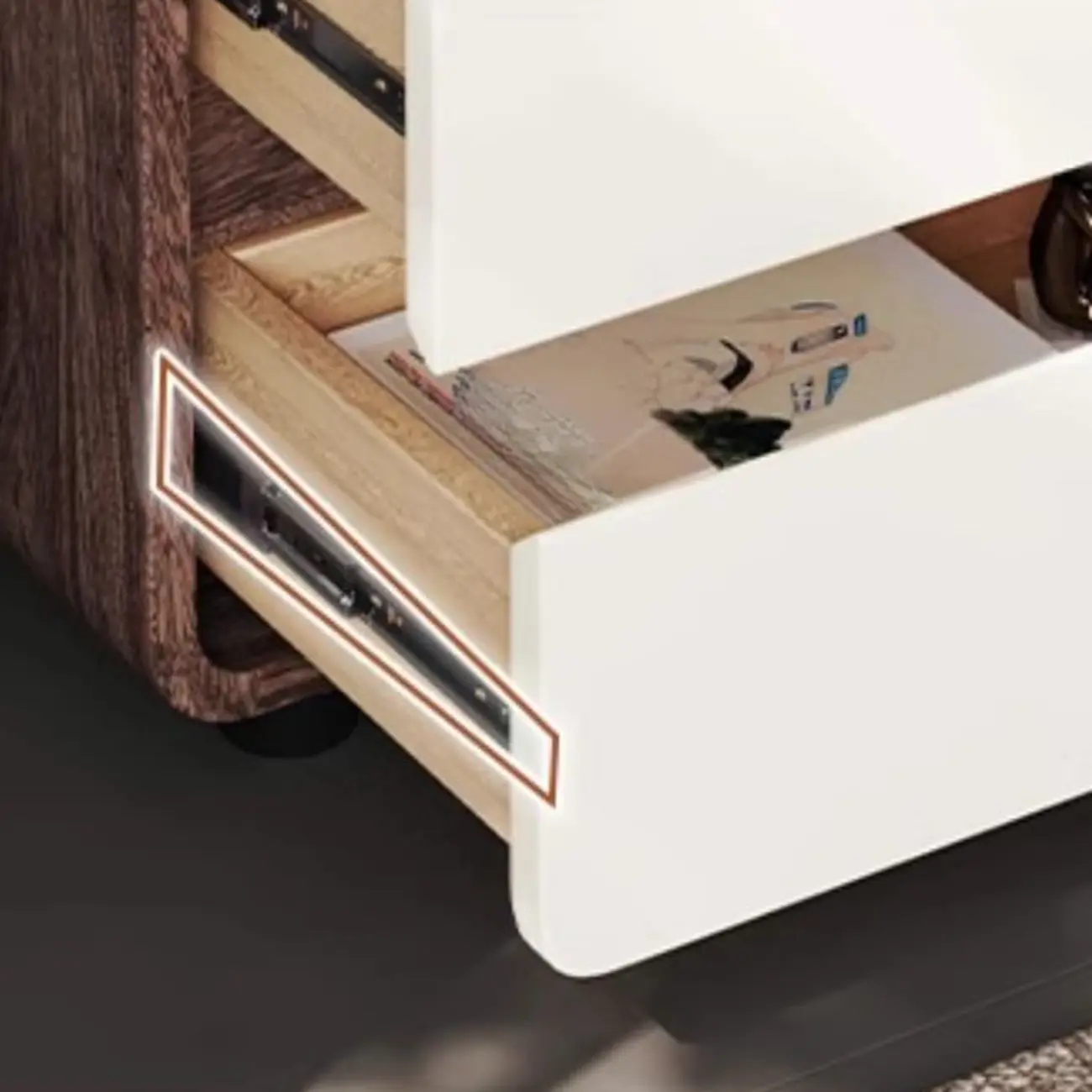 Modern Wooden Nightstand with 2 Drawers Image - 8 | homeyfad