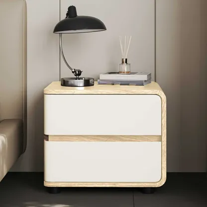 Modern Wooden Nightstand with 2 Drawers Image - 13