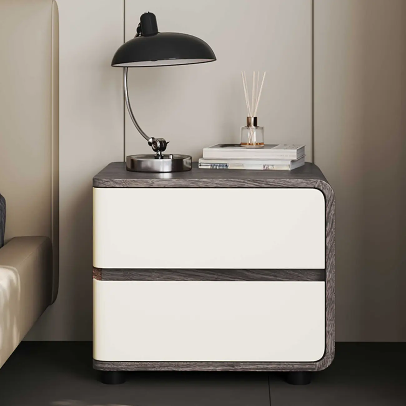 Modern Wooden Nightstand with 2 Drawers Image - 15 | homeyfad