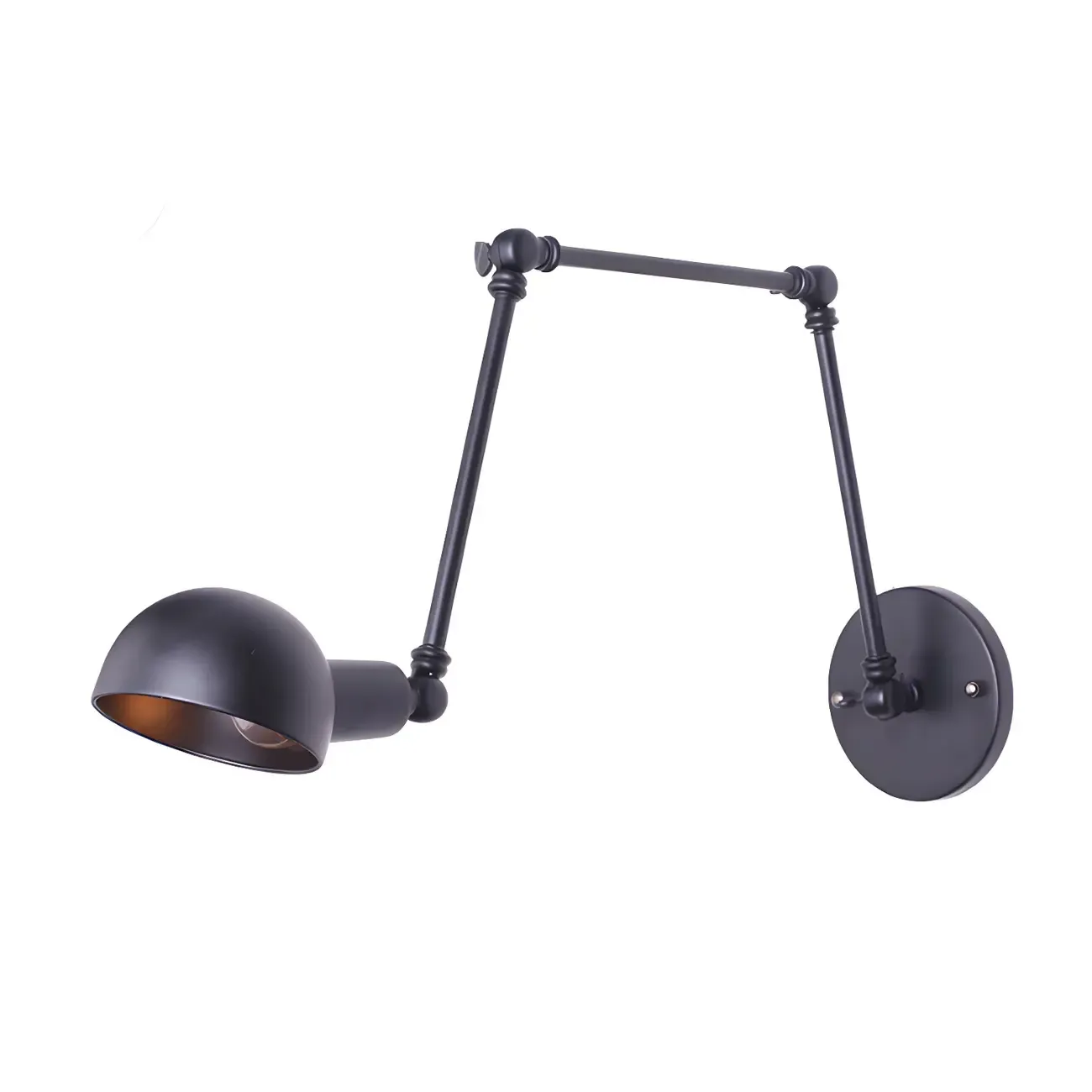 Industrial Metal Black Bowl Swing Arm Wall Light Image - 4