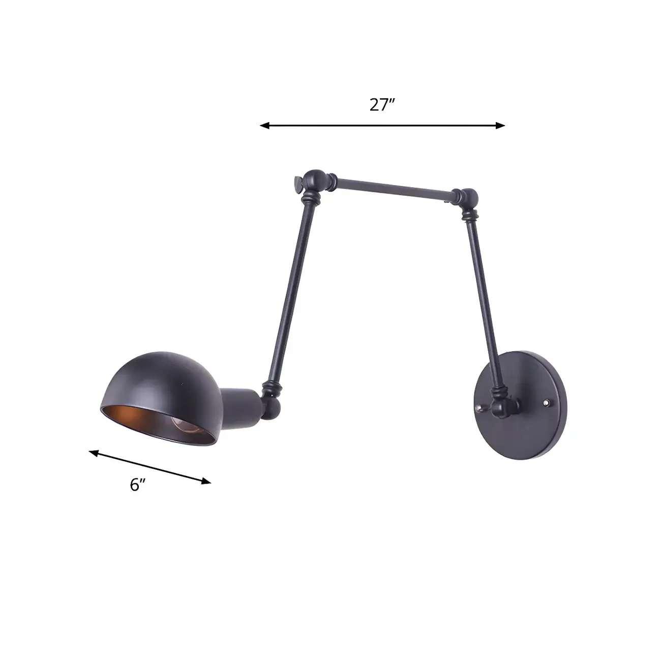 Industrial Metal Black Bowl Swing Arm Wall Light Image - 5
