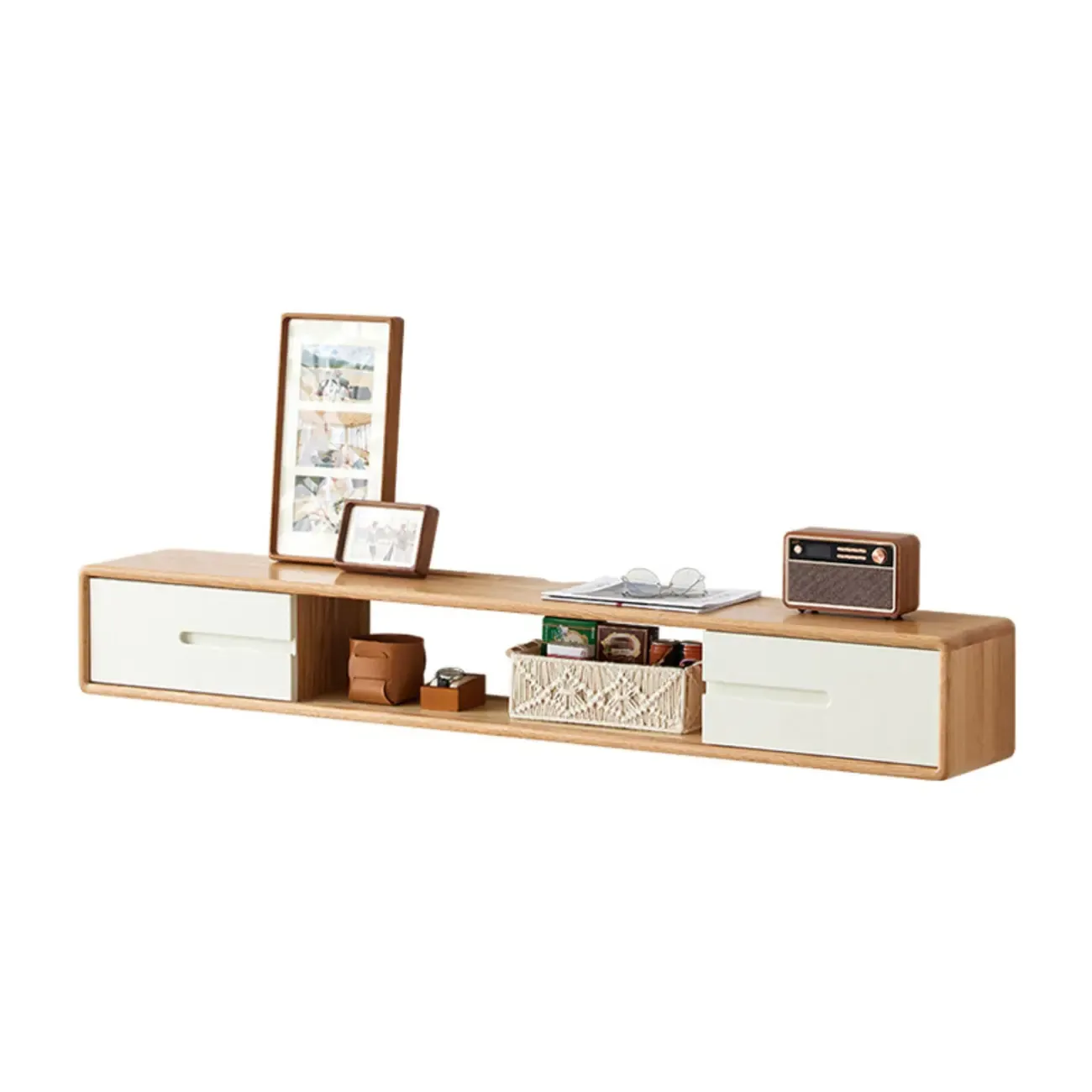 Natural Wood Wall Mount TV Stand Entertainment Center | HomeyFad