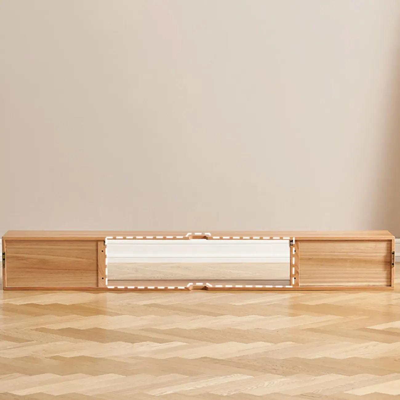 Natural Wood Wall Mount TV Stand Entertainment Center Image - 17