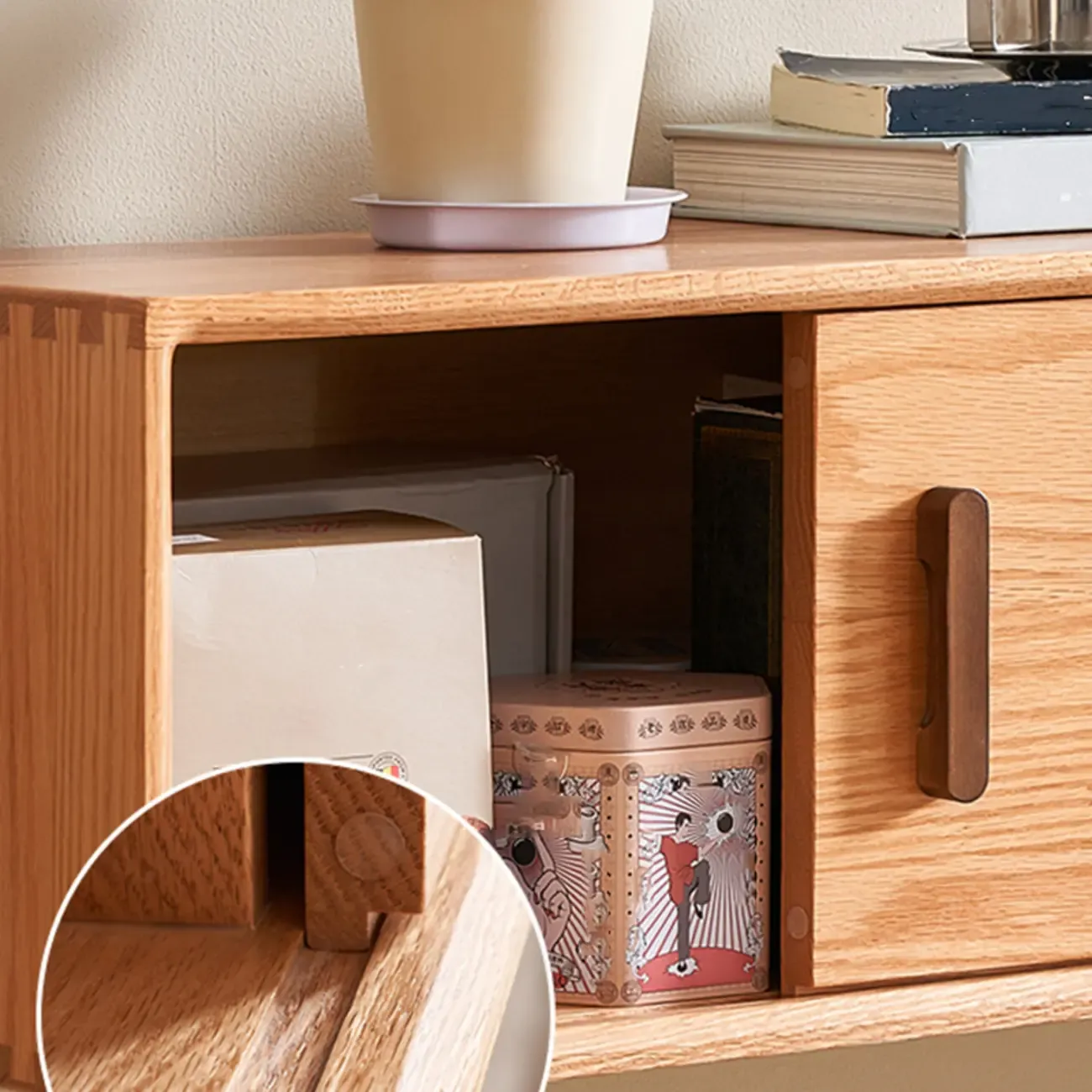 Natural Wood Wall Mount TV Stand Entertainment Center Image - 5