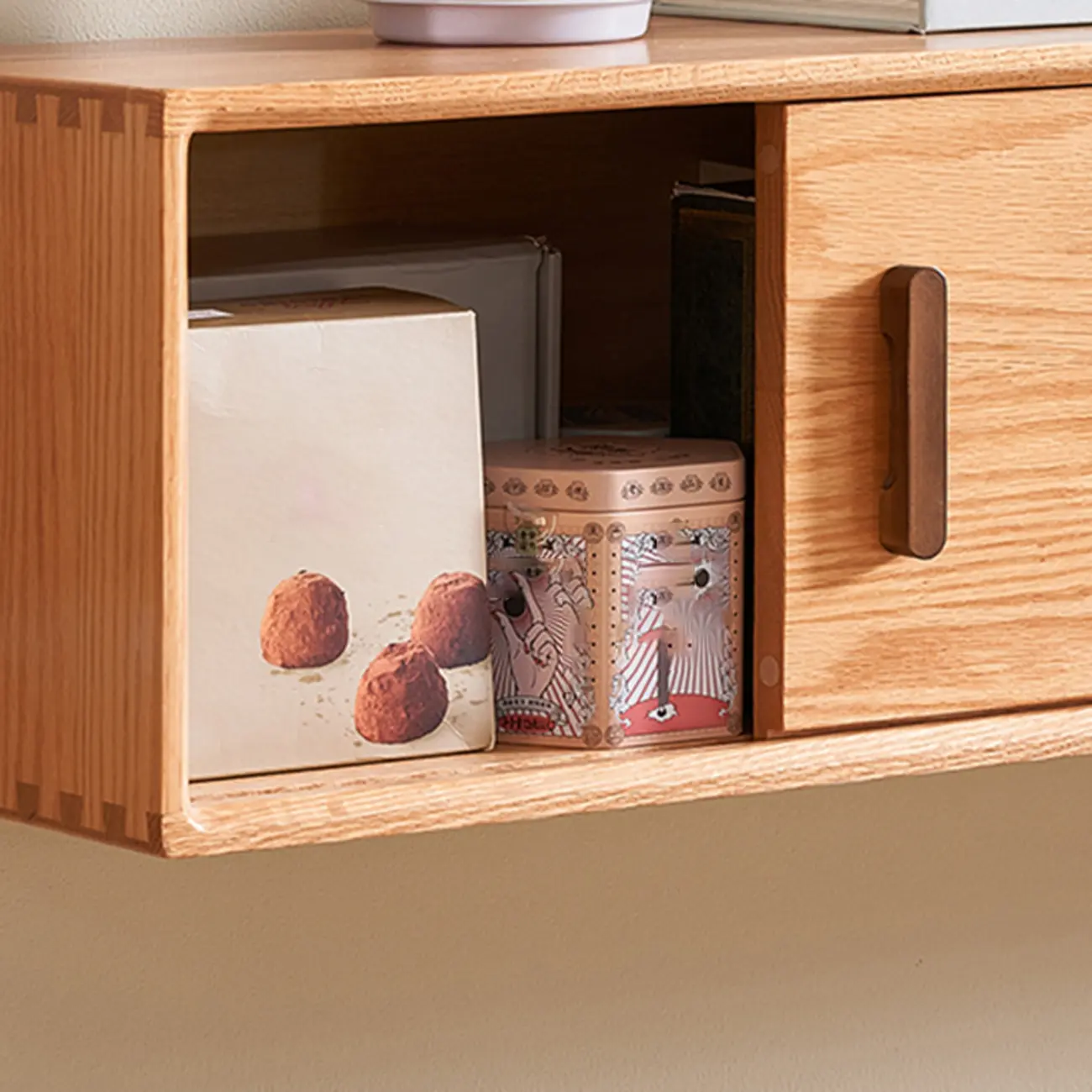 Natural Wood Wall Mount TV Stand Entertainment Center Image - 11 | homeyfad