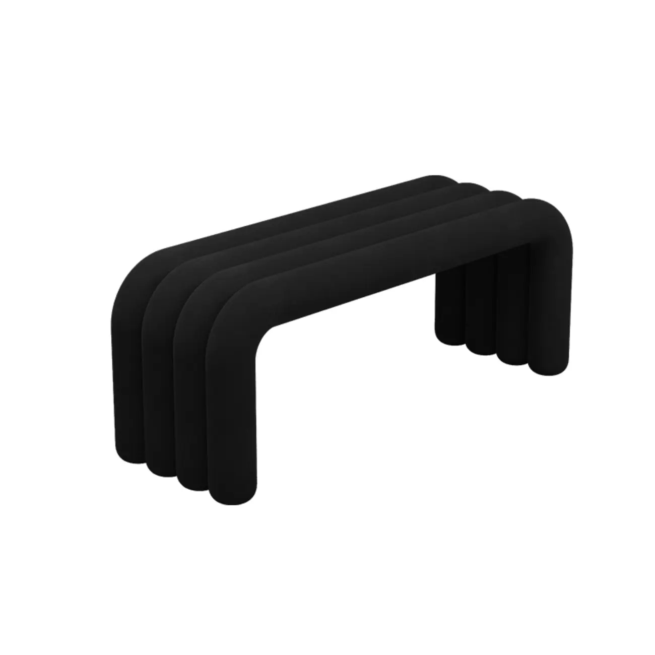 Modern Black Suede Fabric Tubular Entryway Bench Image - 5 | homeyfad