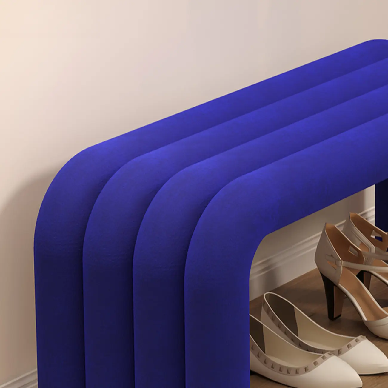 Modern Black Suede Fabric Tubular Entryway Bench Image - 10 | homeyfad