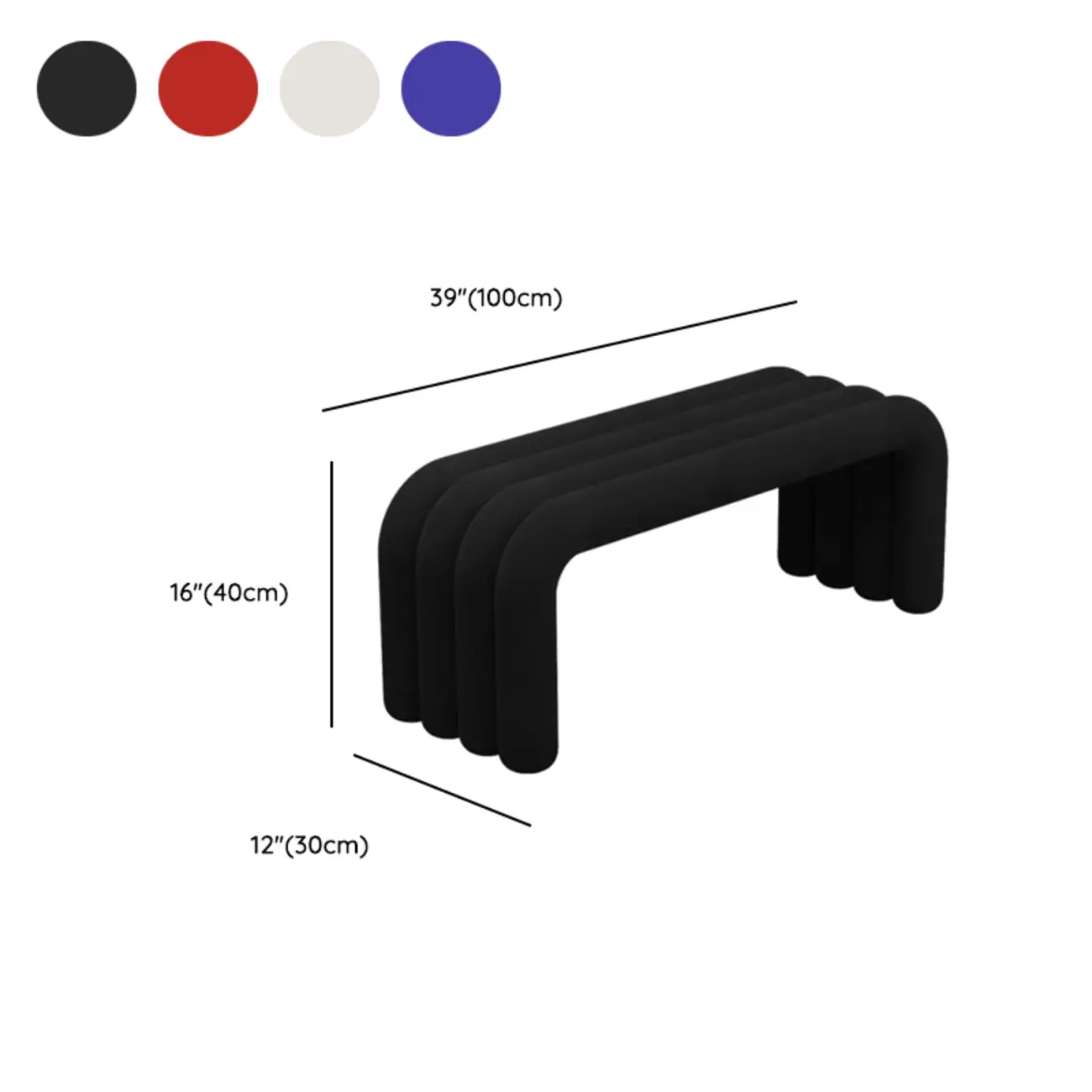 Modern Black Suede Fabric Tubular Entryway Bench Image - 13 | homeyfad