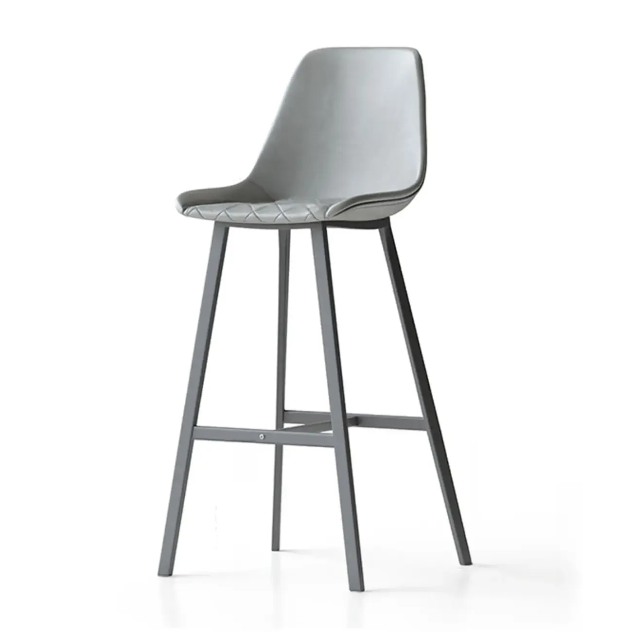 Mid-Century Modern Quilted Upholstered Leather Bar Stool Image - 9