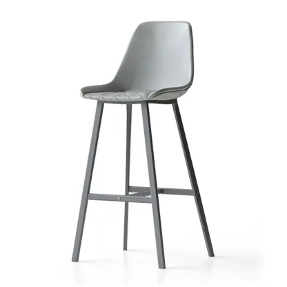 Mid-Century Modern Quilted Upholstered Leather Bar Stool Image - 9