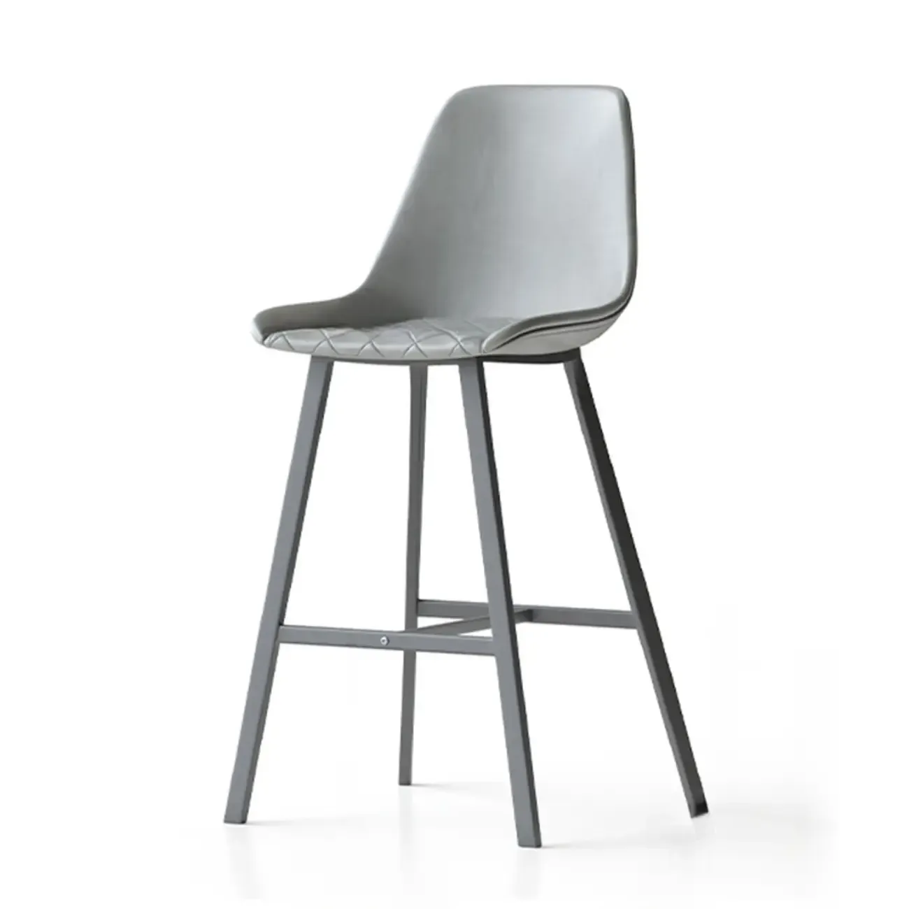 Mid-Century Modern Quilted Upholstered Leather Bar Stool Image - 10