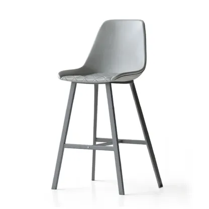 Mid-Century Modern Quilted Upholstered Leather Bar Stool Image - 10